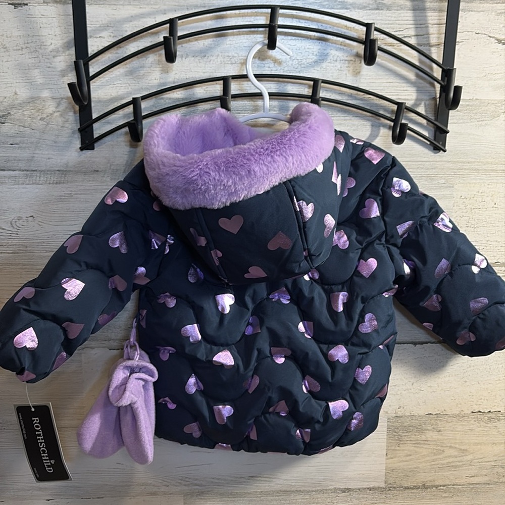 NWT 18 month faux fur lined heart jacket - Picture 7 of 9